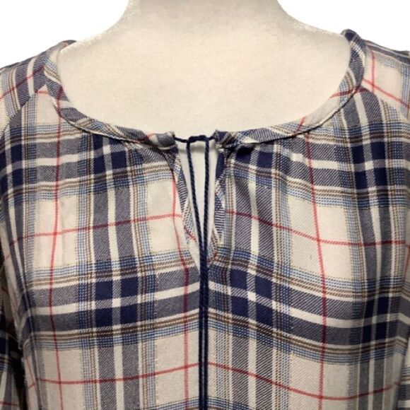 KENNETH COLE REACTION‎ PLAID COLD SHOULDER TUNIC TOP Sz S ( fits like a M) - Picture 9 of 10